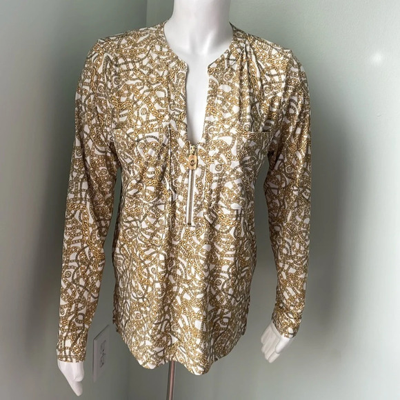 MICHAEL KORS Chain Print Blouse Small - Picture 1 of 9